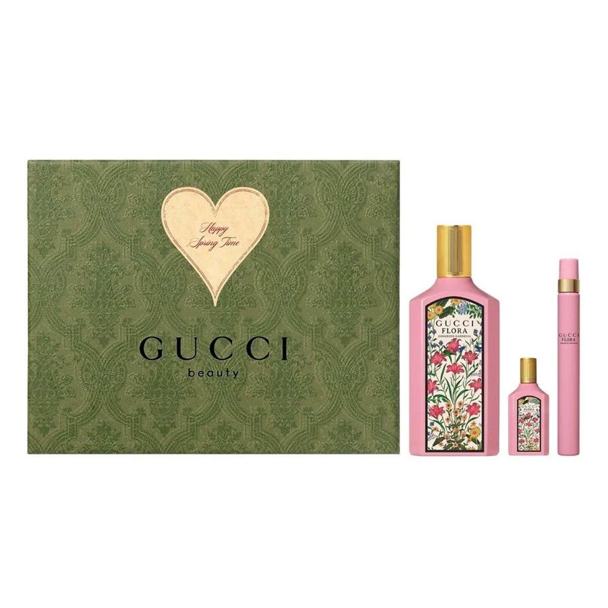 Gift Set Gucci Flora Gorgeous Gardenia Eau de Parfum 3pcs ( EDP 100ml & EDP 5ml & EDP 10ml )