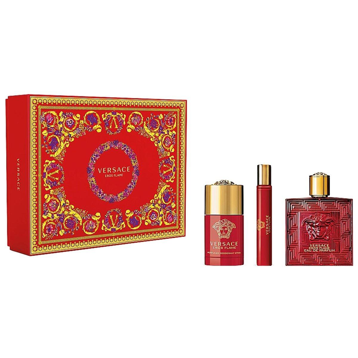 Gift Set Versace Eros Flame 3pcs - Spring Set (EDP 100ml & EDP 10ml & Deodorant 75ml )